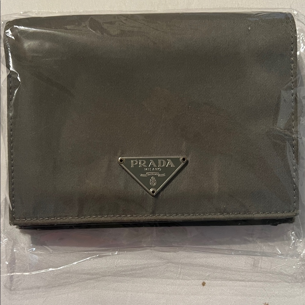 Prada Gray Triangular Logo Wallet - image 1